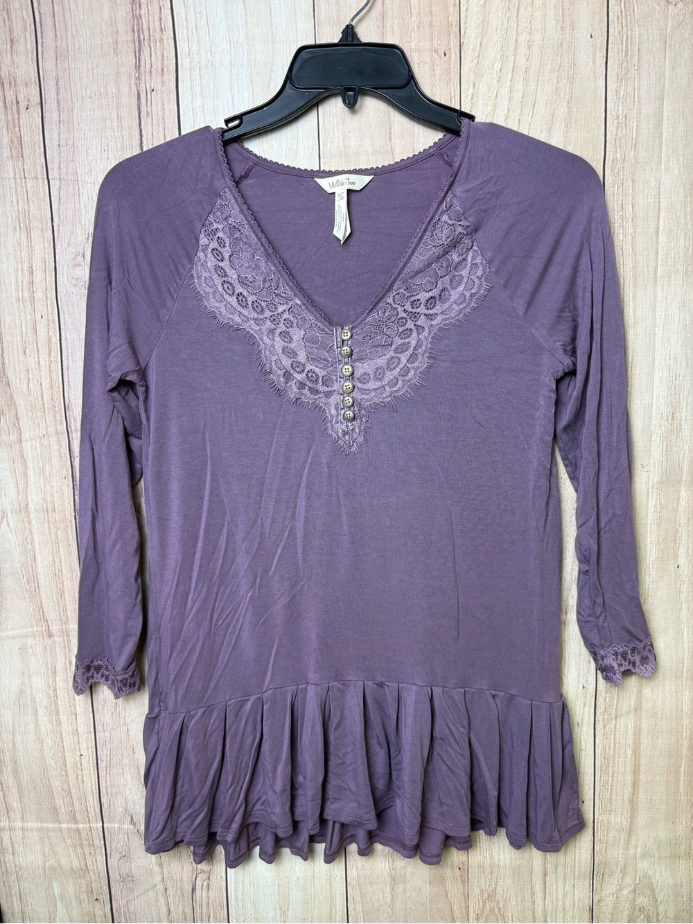 Matilda Jane Dusty Purple Lace-Trim Ruffle Hem Tunic